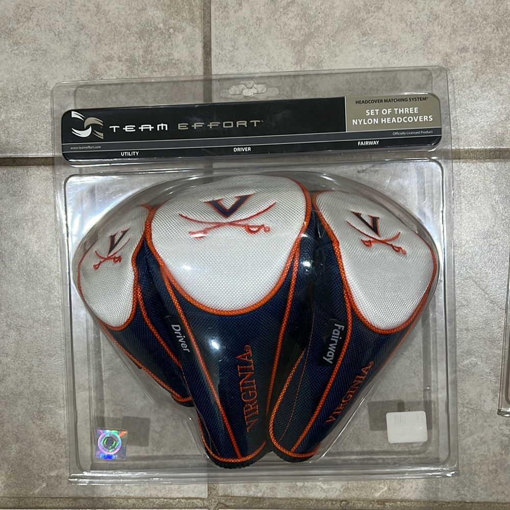 Set of three UVA Nylon Golf Club Headcovers and Mallet Putter Cover